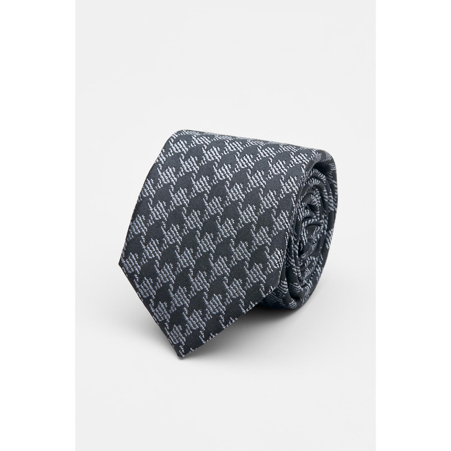 SST&C ⁠Black and Grey Houndstooth Silk Tie | 00362502001
