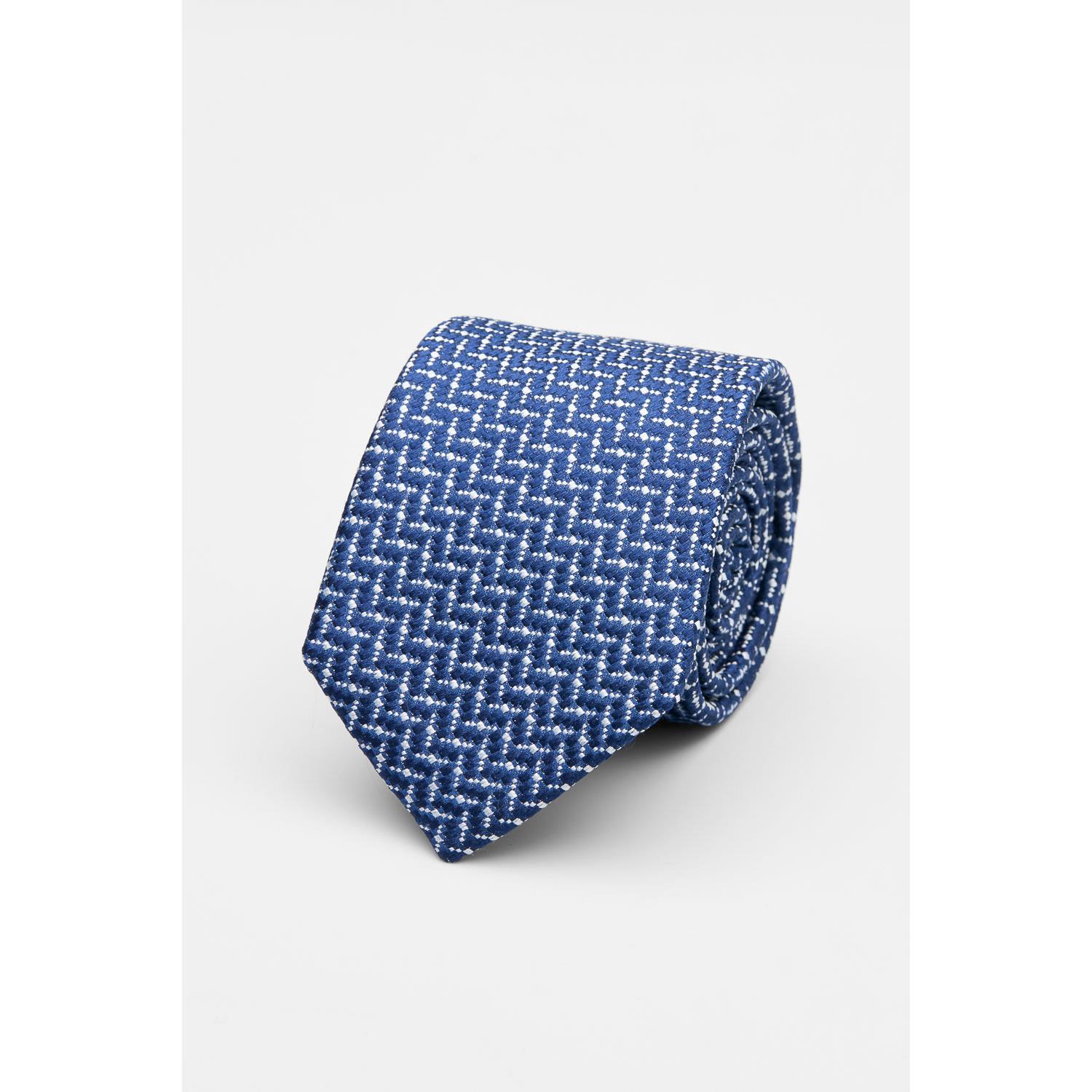 SST&C Blue and White Textured Silk Tie | 00362502007