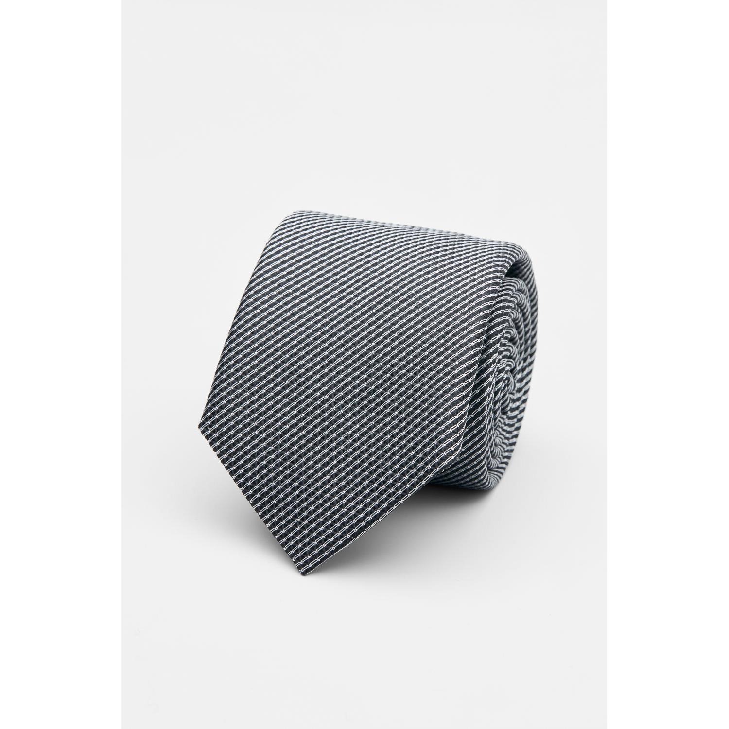 SST&C Black with White Textured Silk Tie | 00362502011