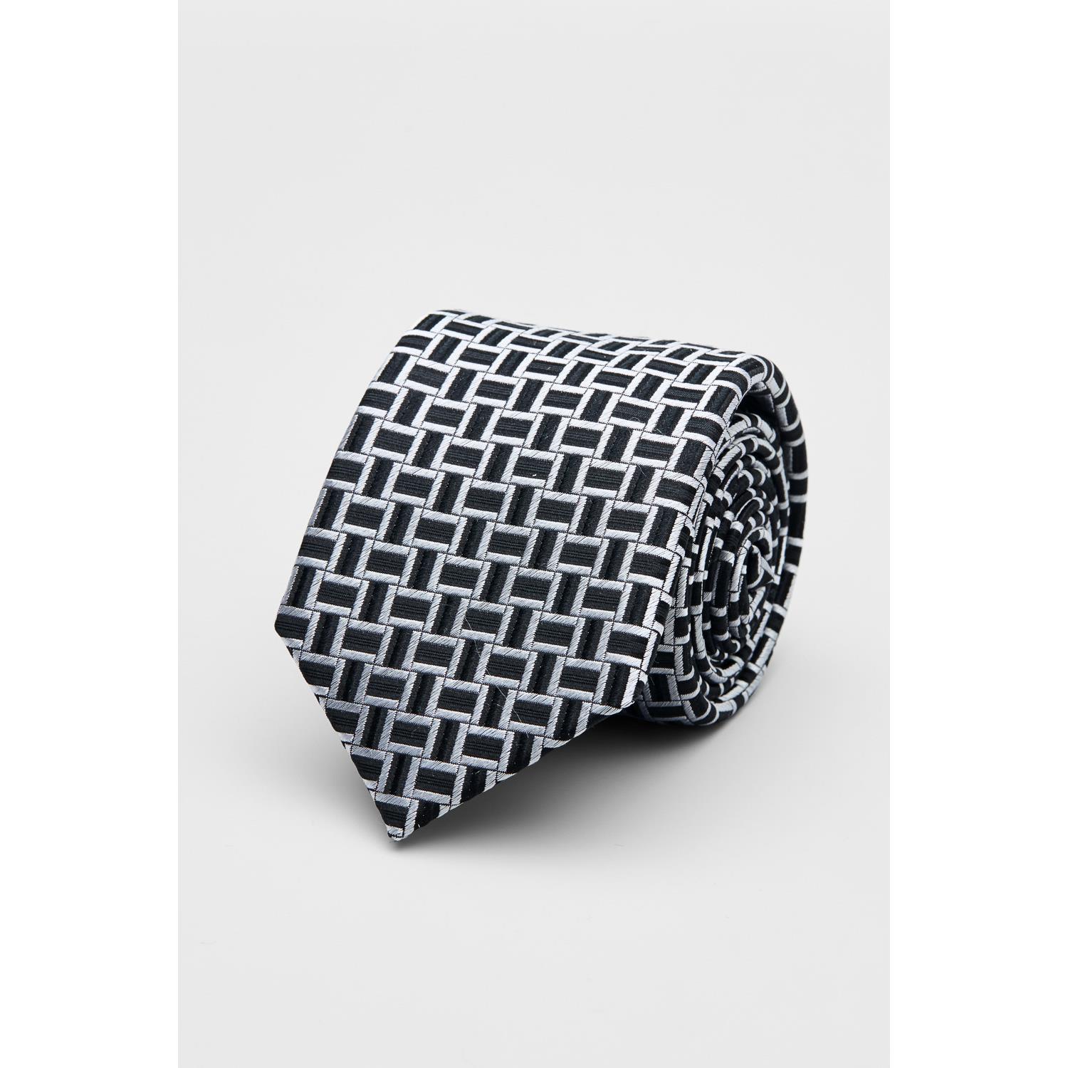 SST&C Black with Silver Squares Silk Tie | 00362502012