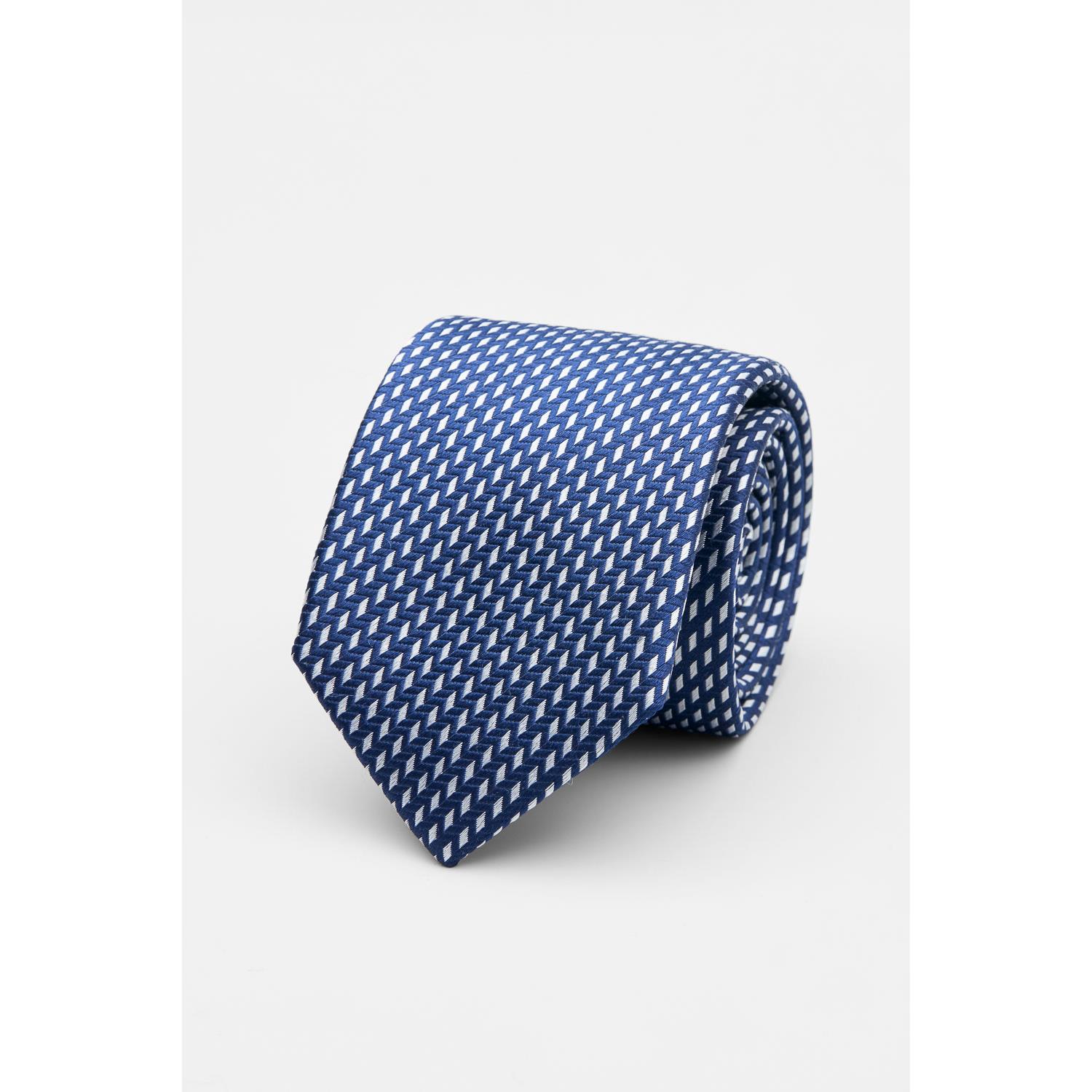 SST&C Blue wuth Silver Diagonal Grids Silk Tie | 00362502014