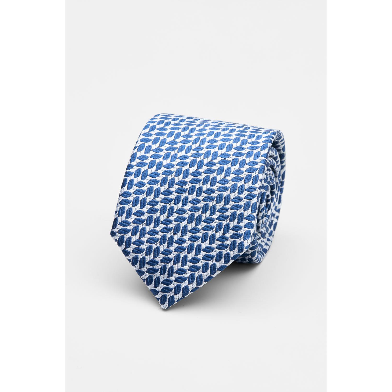 SST&C Silver and Blue Geometric Silk Tie | 00362502018