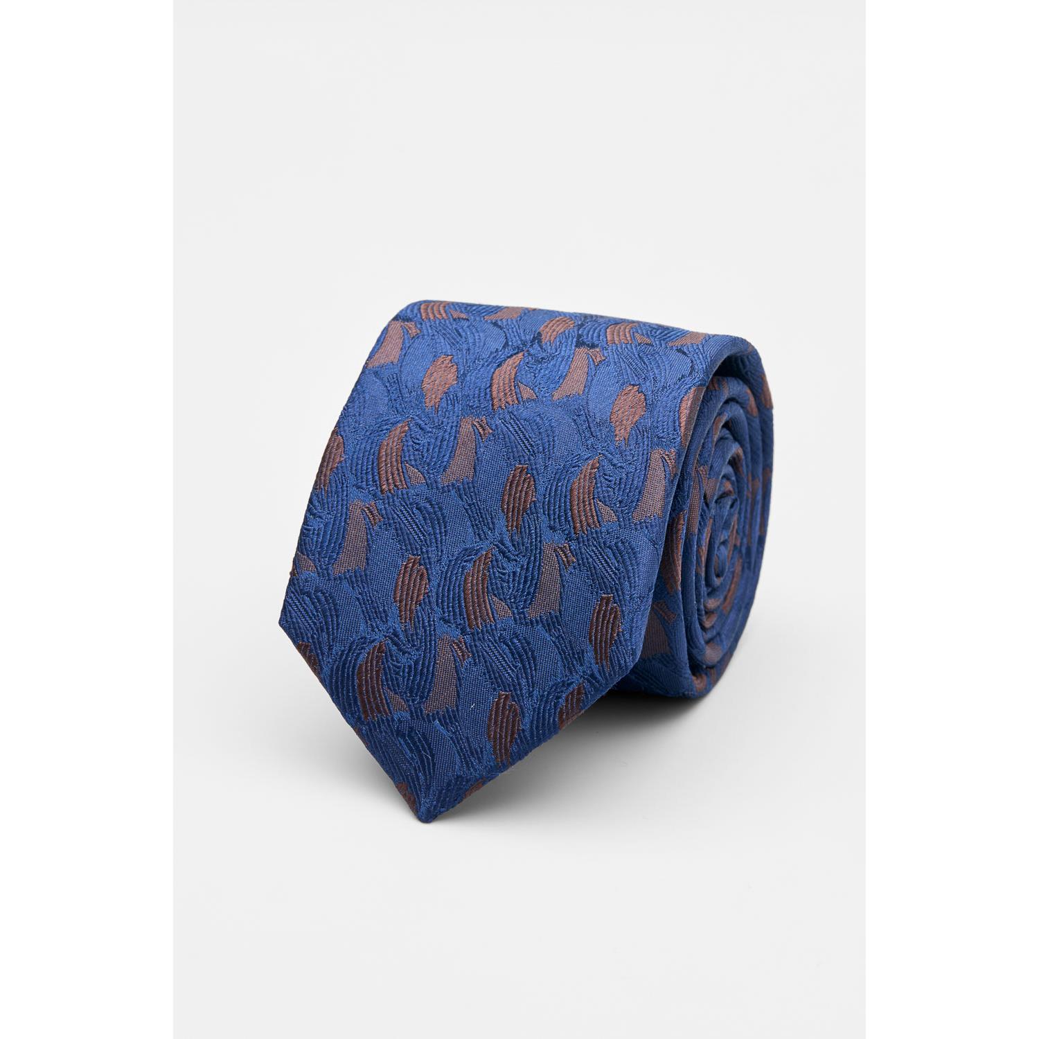 SST&C Blue and Brown Water Ripple Pattern Silk Tie | 00362502019