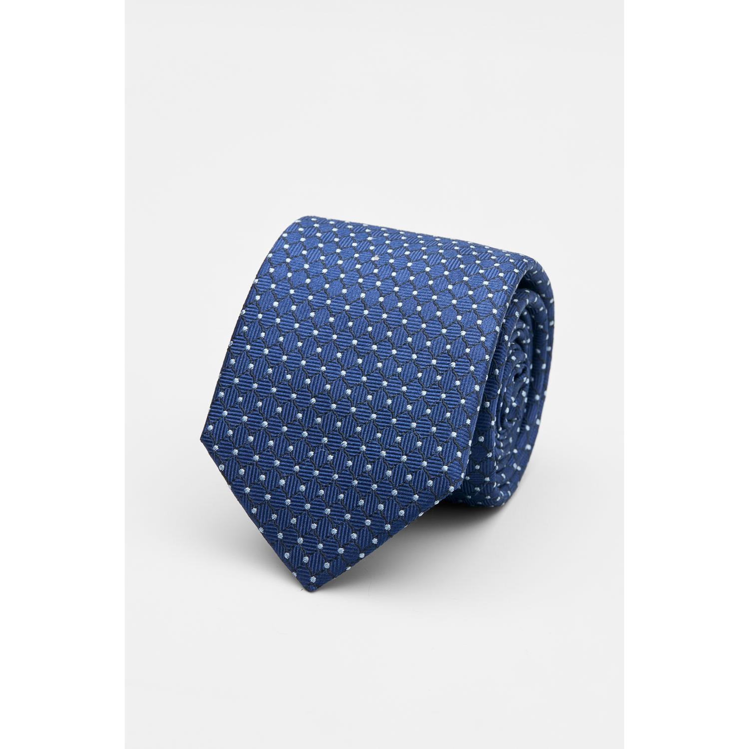 SST&C Blue with Silver Dots Silk Tie | 00362502028