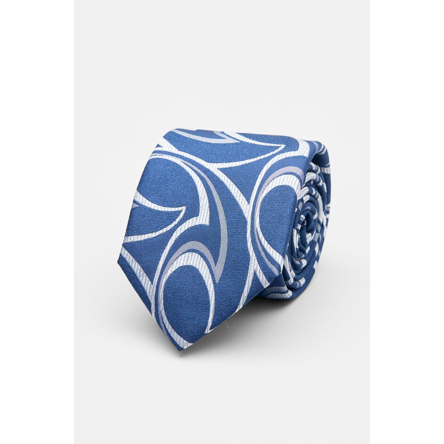 SST&C Blue and Silver Pattern Silk Tie | 00362502032