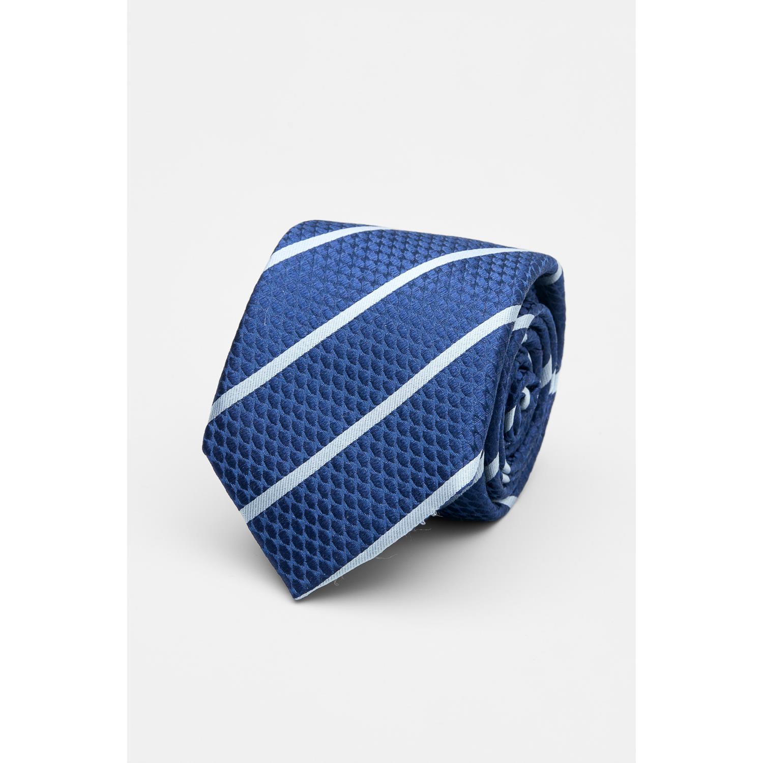 SST&C Blue and Silver Diagonal Stripes Silk Tie | 00362502033
