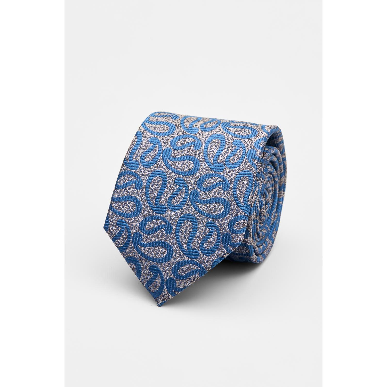 SST&C Brown with Blue Paisley Pattern Silk Tie | 00362502034