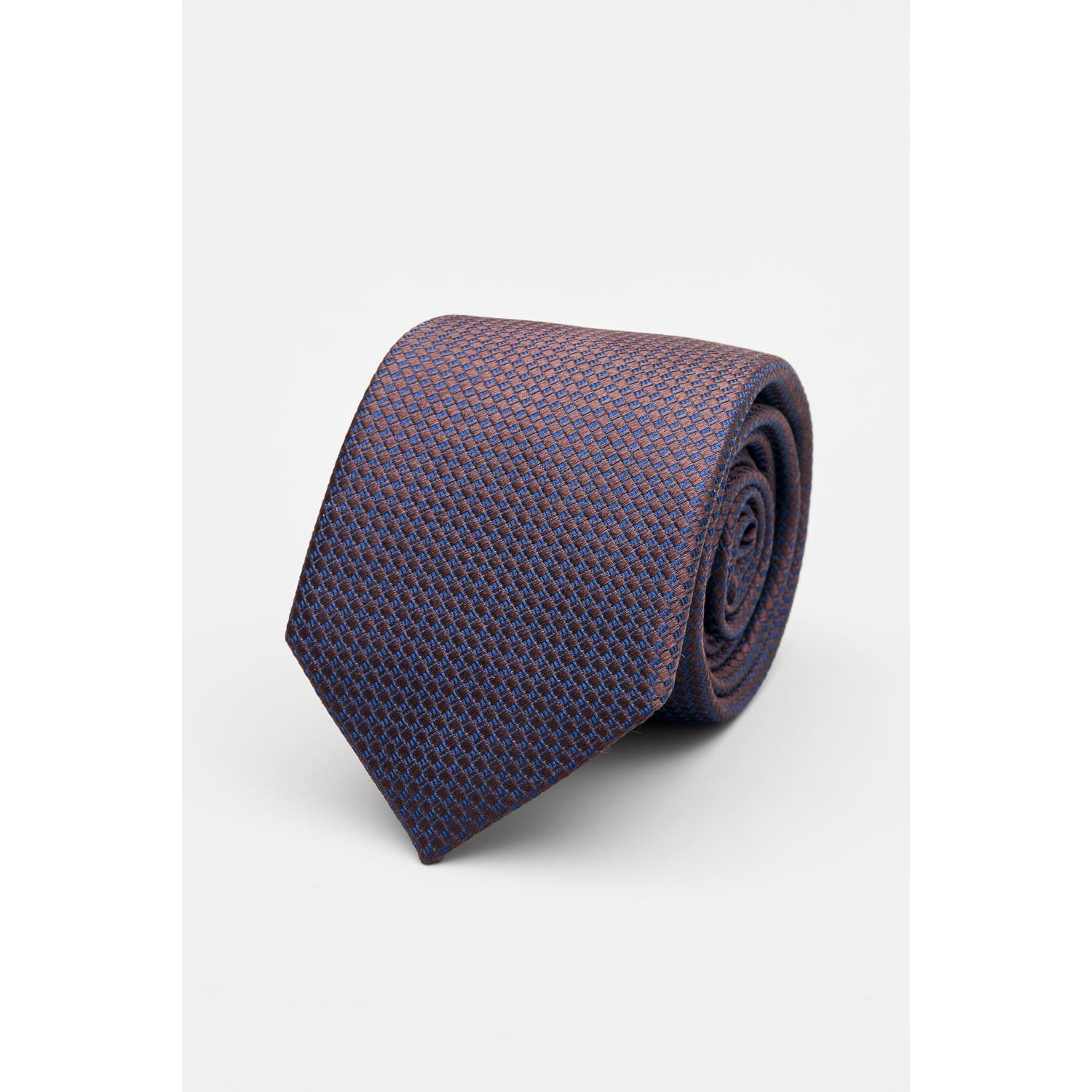 SST&C Blue with Brown Textured Silk Tie | 00362502035