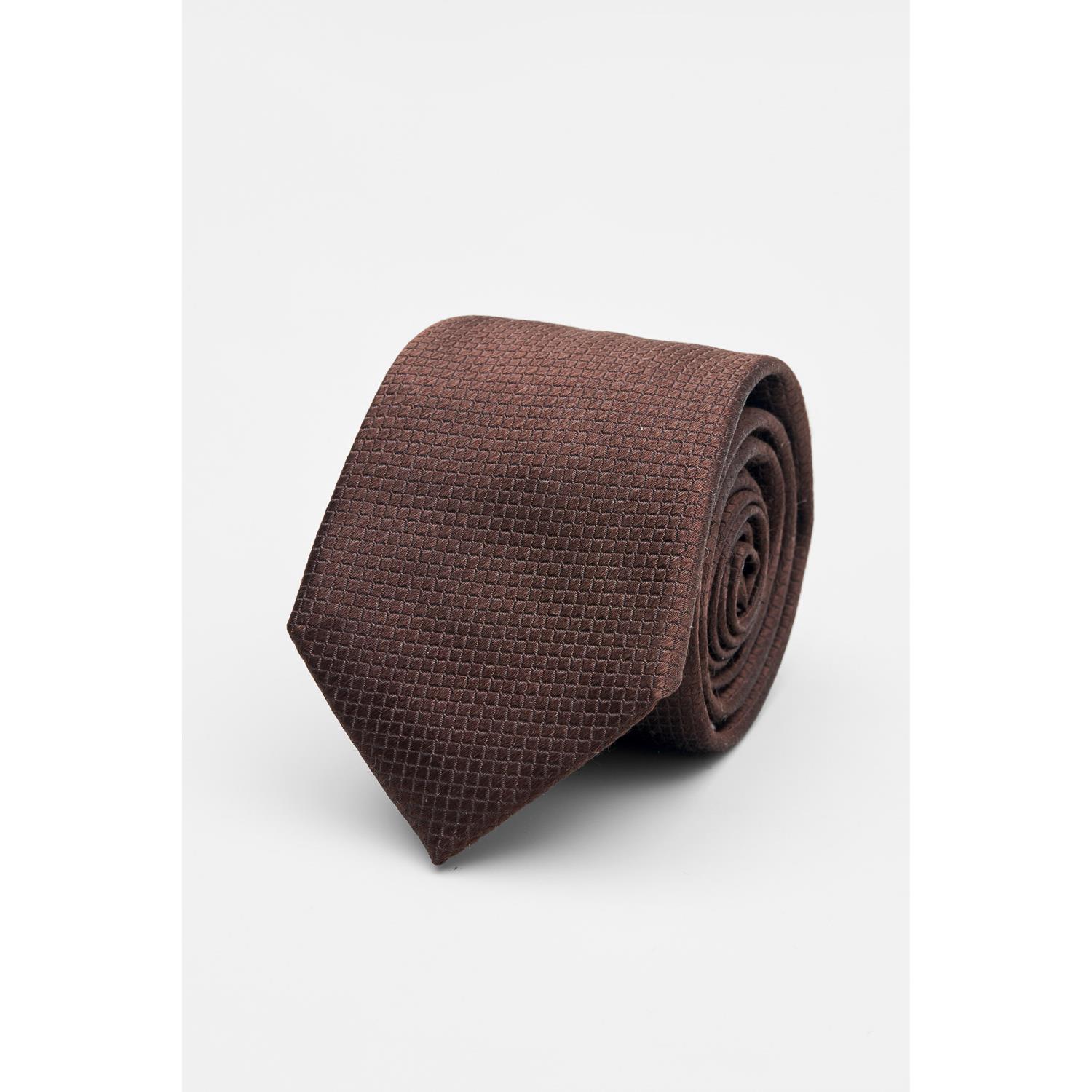 SST&C Brown Check Textured Silk Tie | 00362502041