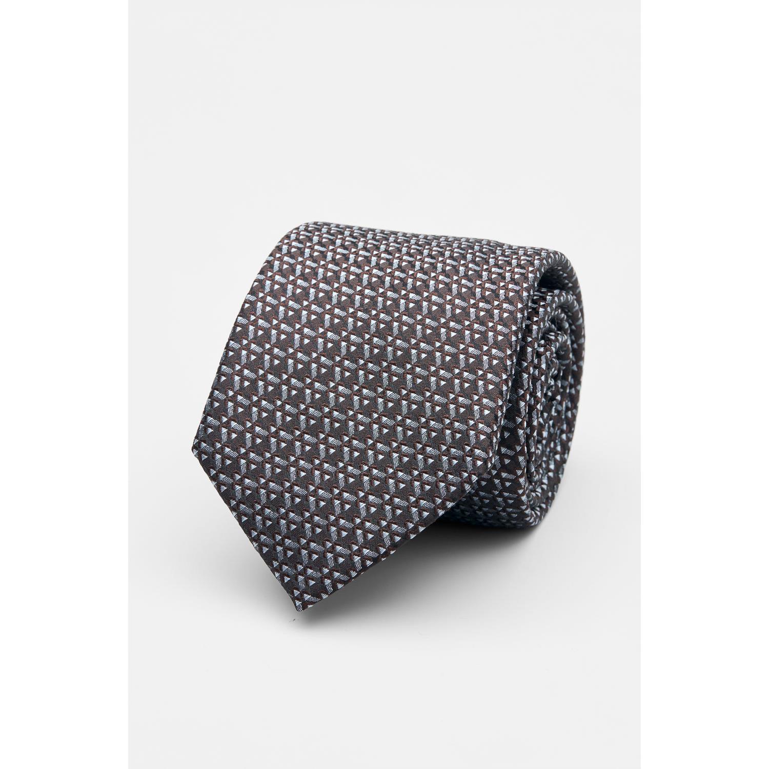 SST&C Brown Triangle Pattern Silk Tie | 00362502043