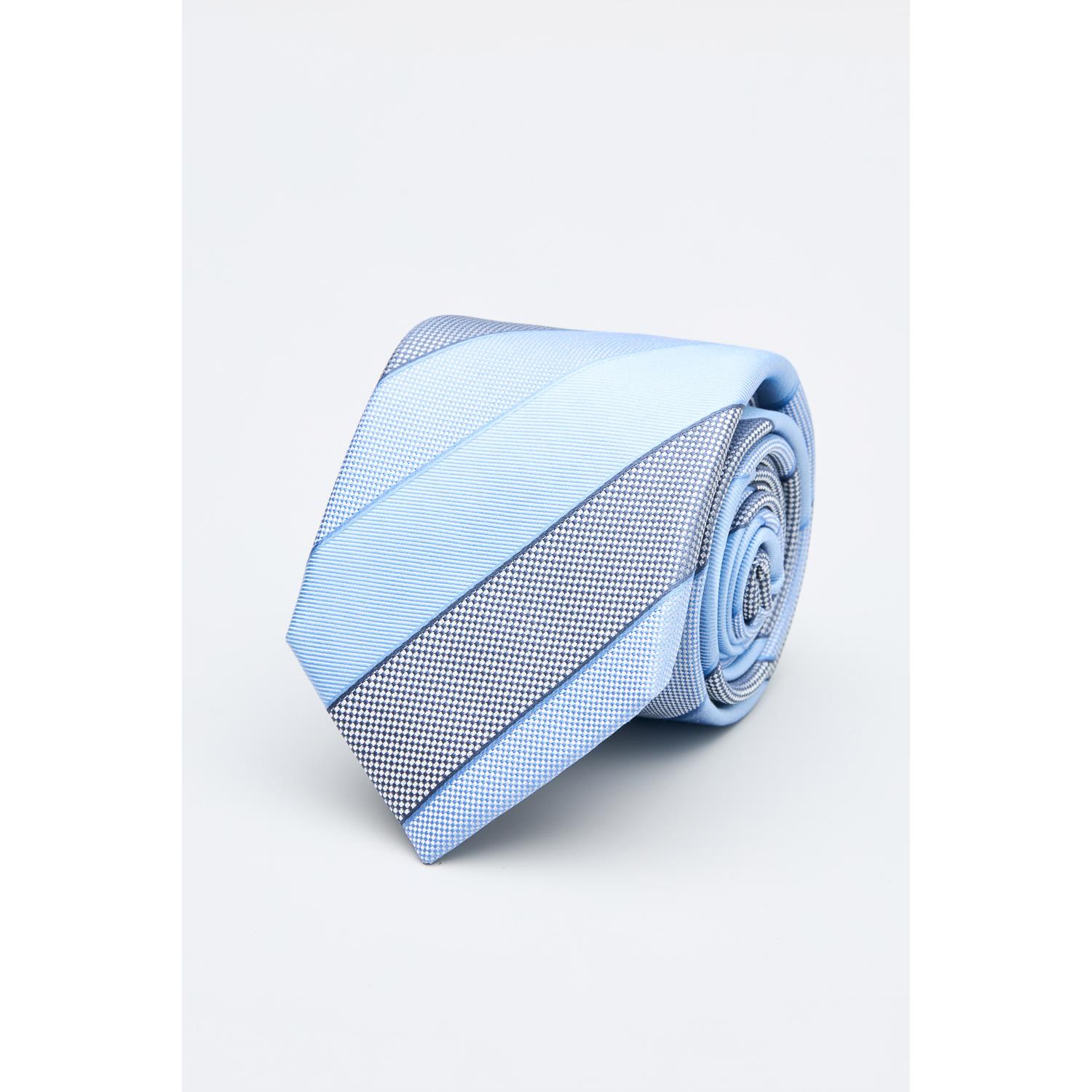 SST&C ⁠Blue and Grey Textured Diagonal Tripes Silk Tie | 00362502045