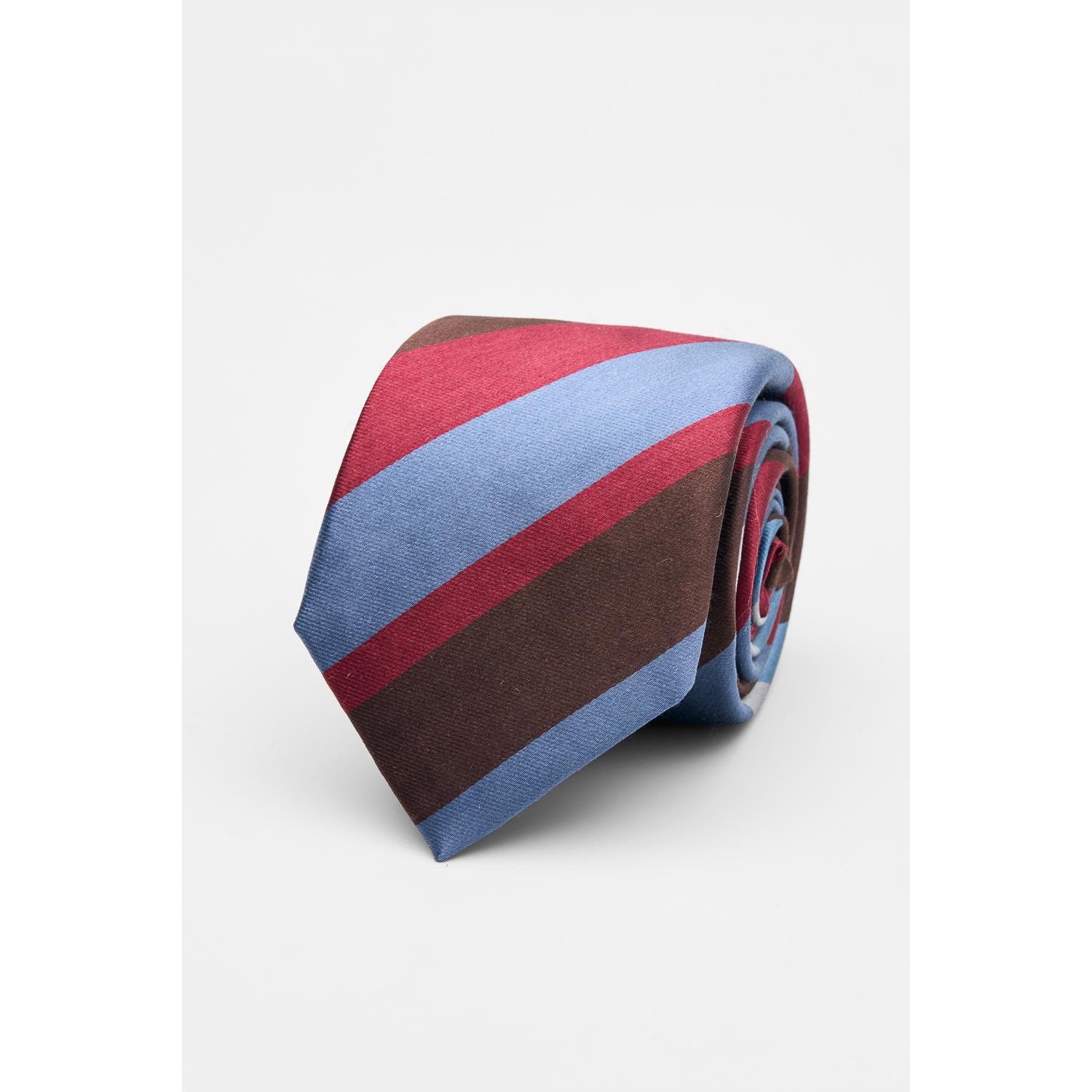 SST&C ⁠Blue, Brown and Red Diagonal Stripes Silk Tie | 00362502049