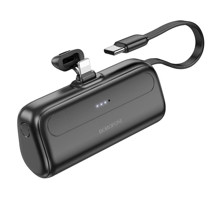 【hoco.浩酷】(5000mAh) BJ41 口袋充帶線移動電源 (黑色)