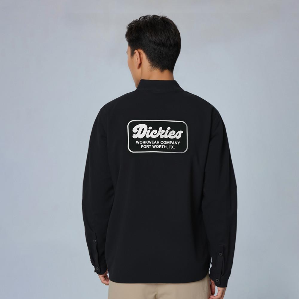 Dickies男款黑色純棉背部刺繡Logo徽章設計休閒工裝長袖襯衫|DK0A87RSBLK