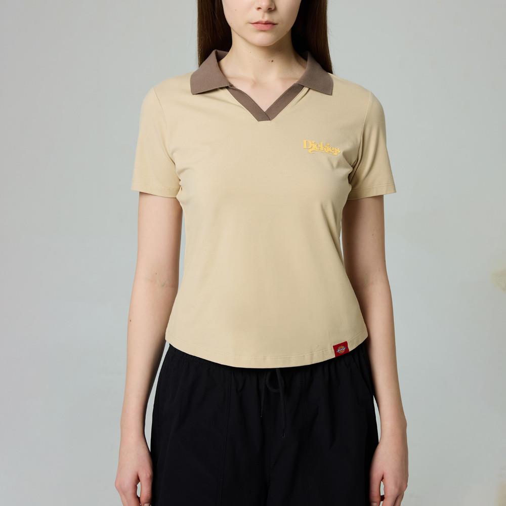 Dickies女款愛爾蘭白撞色衣領胸前品牌Logo印花設計短袖T恤|DK0A887MF95