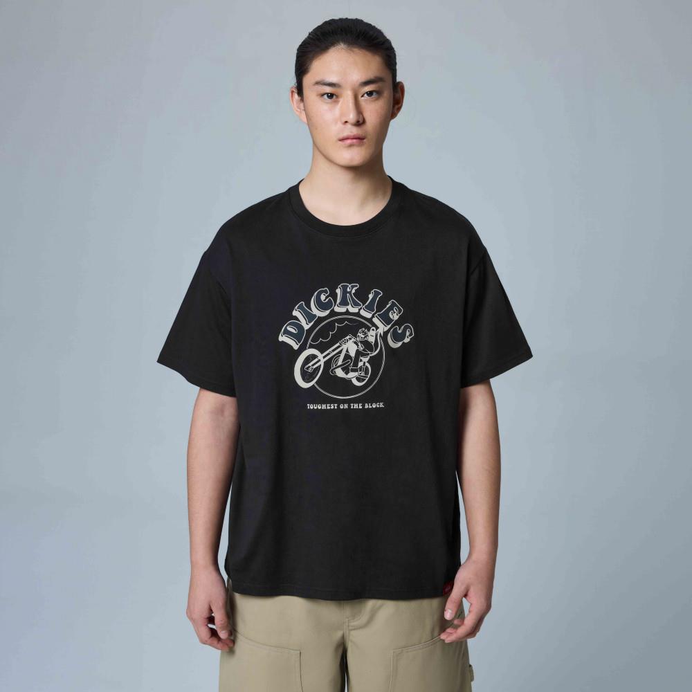 Dickies男女款黑色純棉胸前圖案印花設計休閒短袖T恤|DK0A88LTBLK