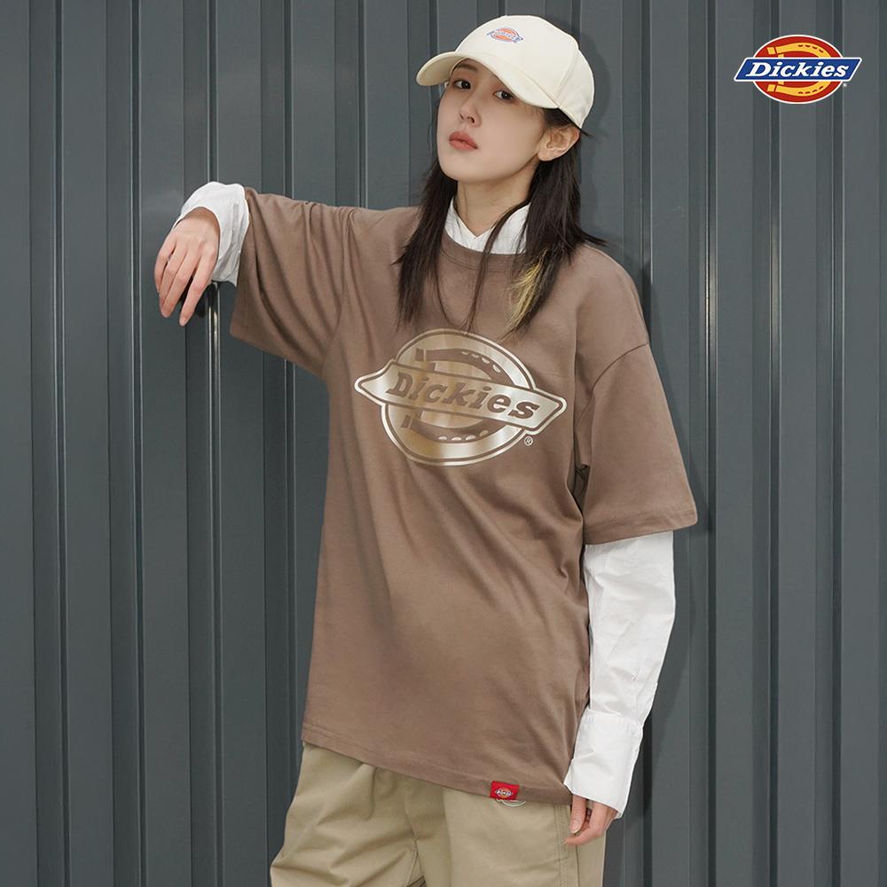 Dickies男女款蘑菇棕純棉胸前暈染Logo圖案印花設計休閒短袖T恤|DK0A88AVMR1