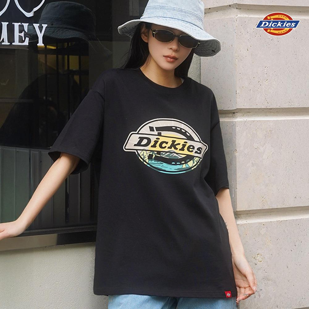 Dickies男女款黑色純棉胸前風景圖案Logo印花設計休閒短袖T恤|DK0A88AWBLK