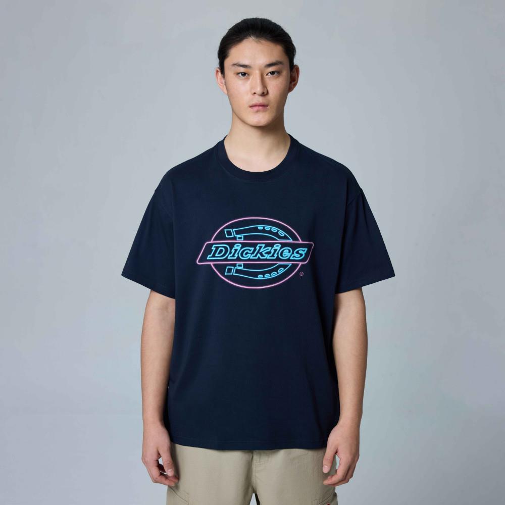 Dickies男女款深海軍藍純棉胸前Logo圖案印花設計休閒短袖T恤|DK0A88DYCG7