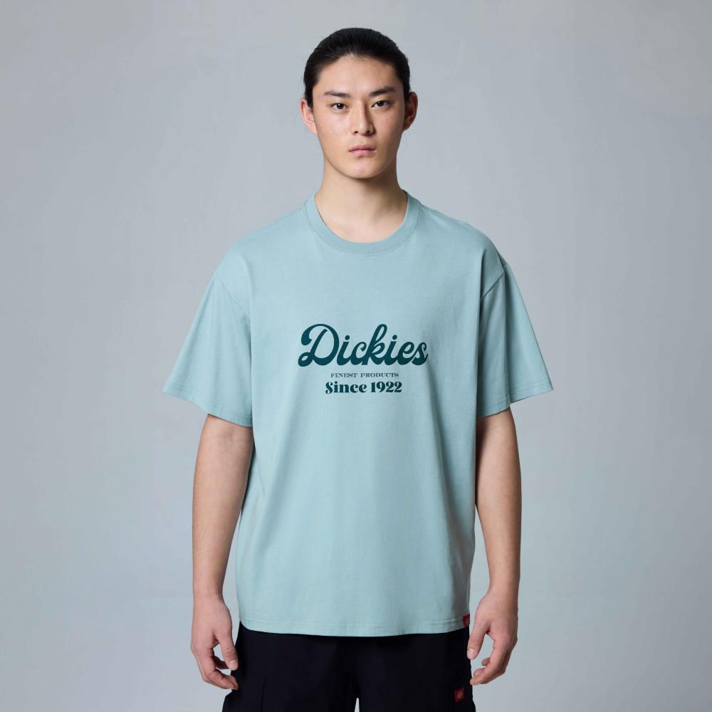 Dickies男女款冰山綠純棉胸前撞色Logo印花設計休閒短袖T恤|DK0A88LZK36