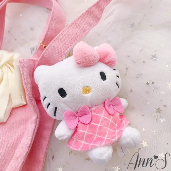 Ann’S 正版三麗鷗授權-HELLO KITTY格子花結小玩偶-3吋