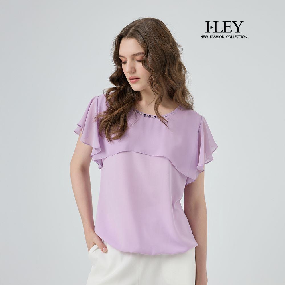 ILEY伊蕾 柔美垂墜造型雪紡上衣(紫；M-XL)