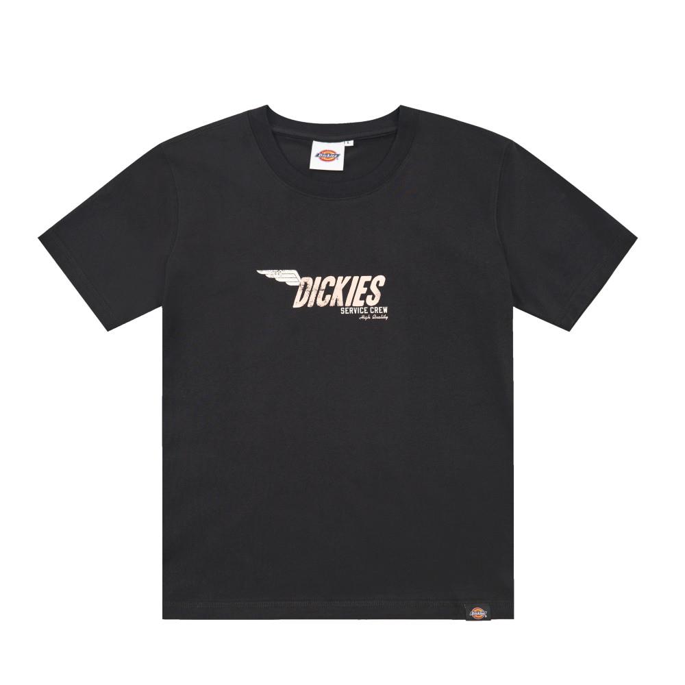 Dickies女款黑色胸前品牌Logo印花舒適彈性短袖T恤|DK0A87T2BLK