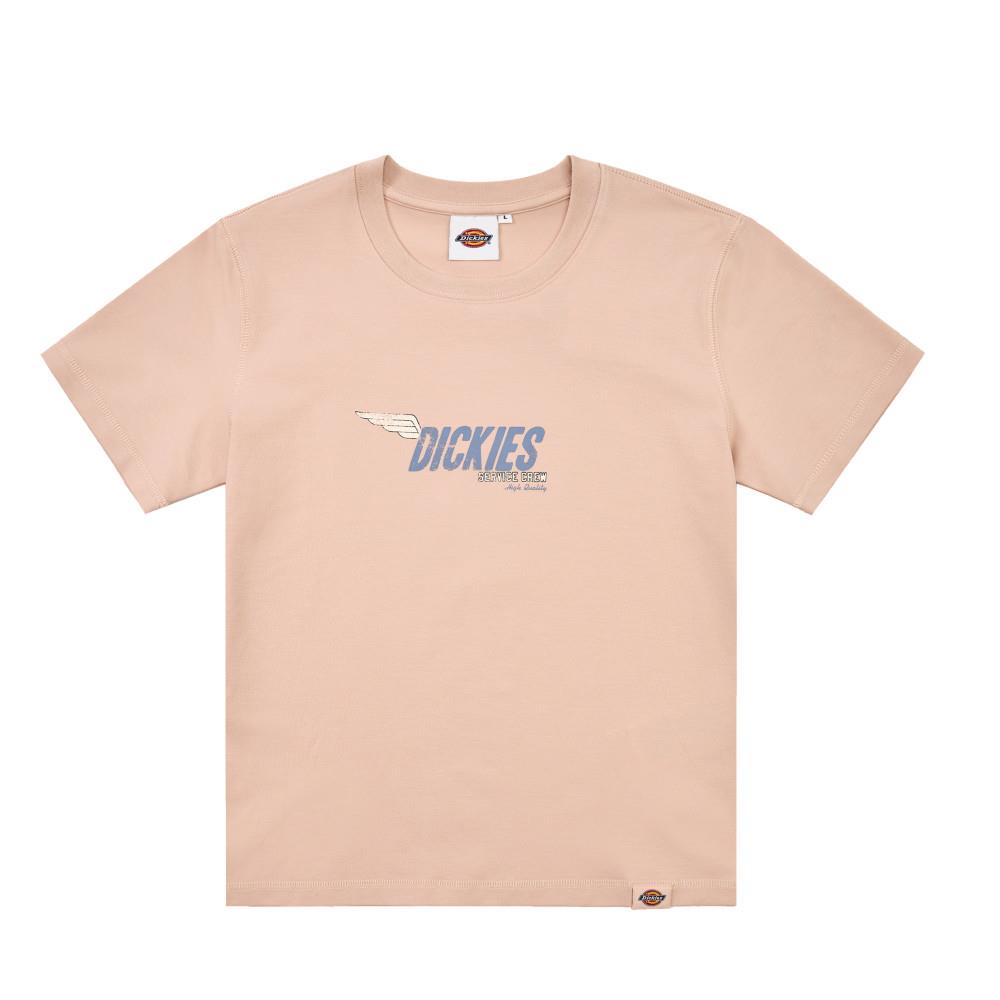 Dickies女款淺玫瑰粉色胸前品牌Logo印花舒適彈性短袖T恤|DK0A87T2K38