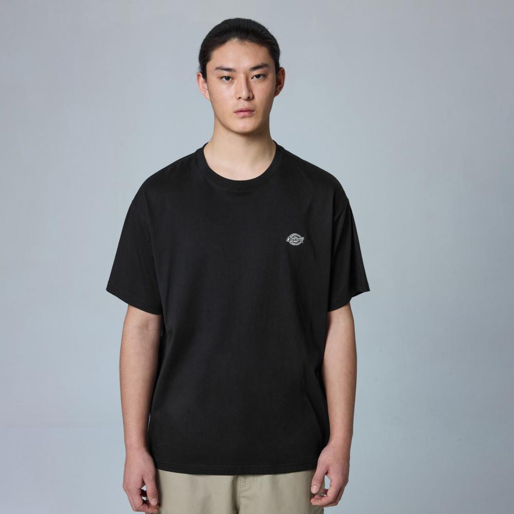 Dickies男女款黑色純棉胸前刺繡小Logo休閒短袖T恤|DK0A889IBLK
