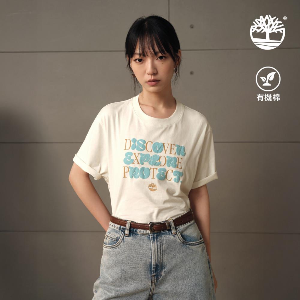 Timberland 女款白色圖案短袖T恤|A67YHCM9