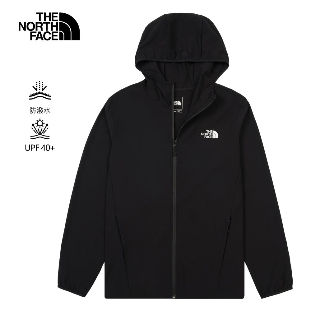 The North Face北面男款黑色DWR防潑水連帽防風外套|8BW8JK3