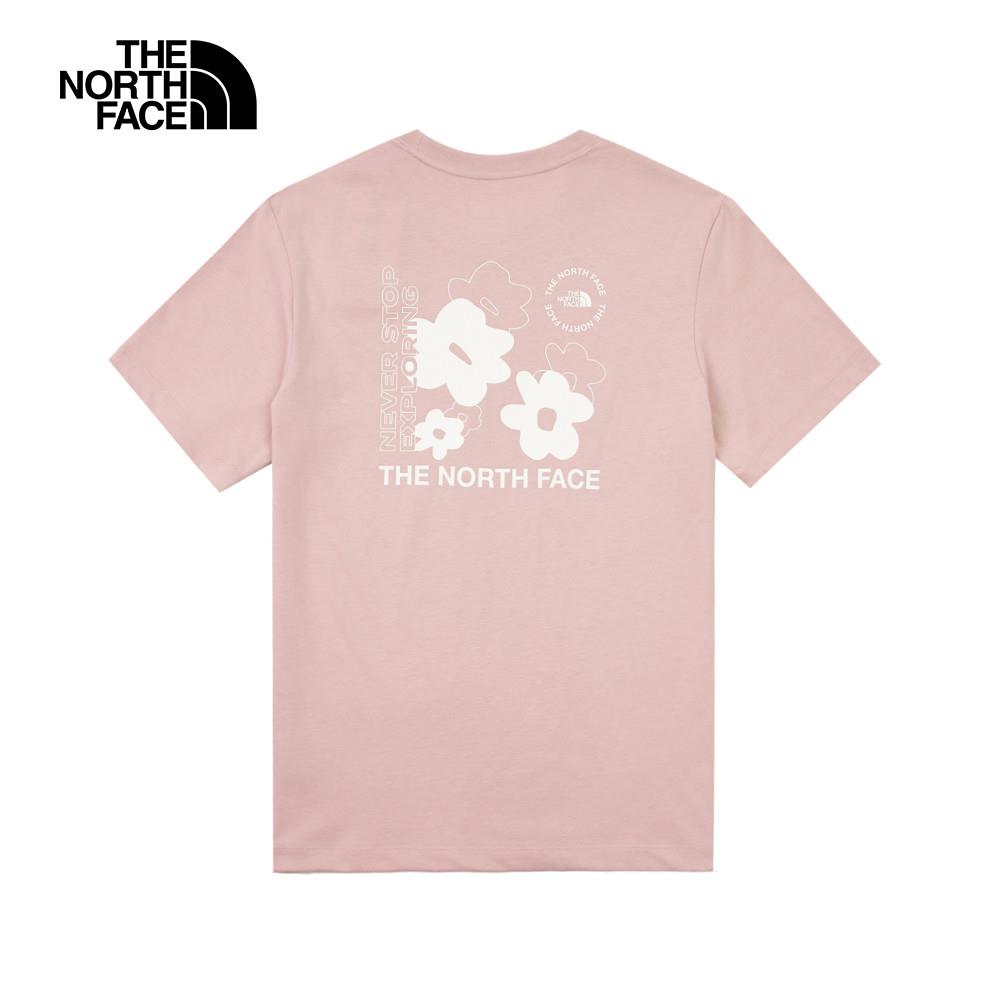 The North Face北面男女款粉紅色趣味印花設計短袖T恤|8EYB0SO