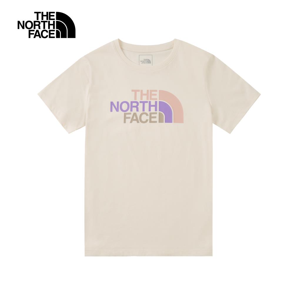 The North Face北面女款米白色純棉大尺寸印花短袖T恤｜8DC9QLI