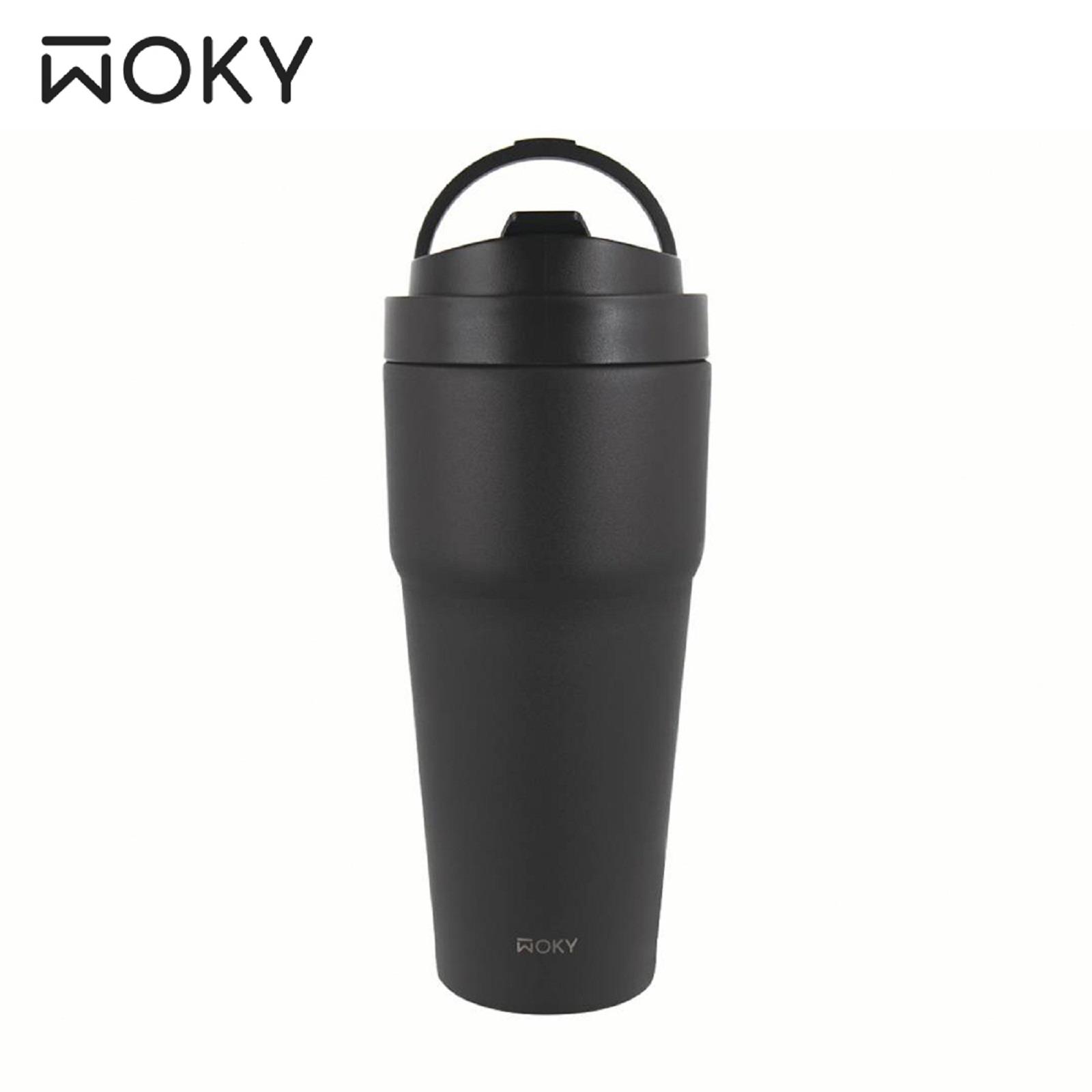【WOKY沃廚】渾圓杯灰墨-附彈跳＆矽膠粗吸管(770ml)