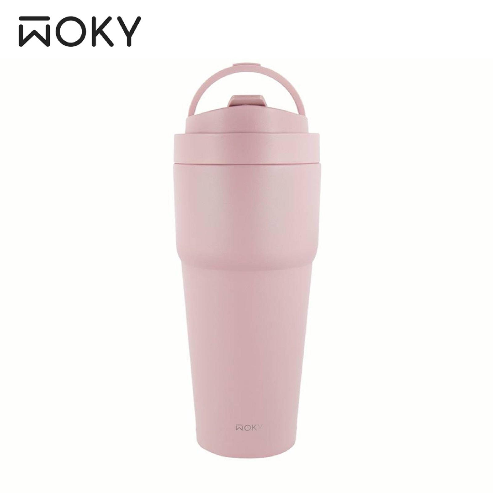 【WOKY沃廚】渾圓杯黛粉-附彈跳＆矽膠粗吸管(770ml)
