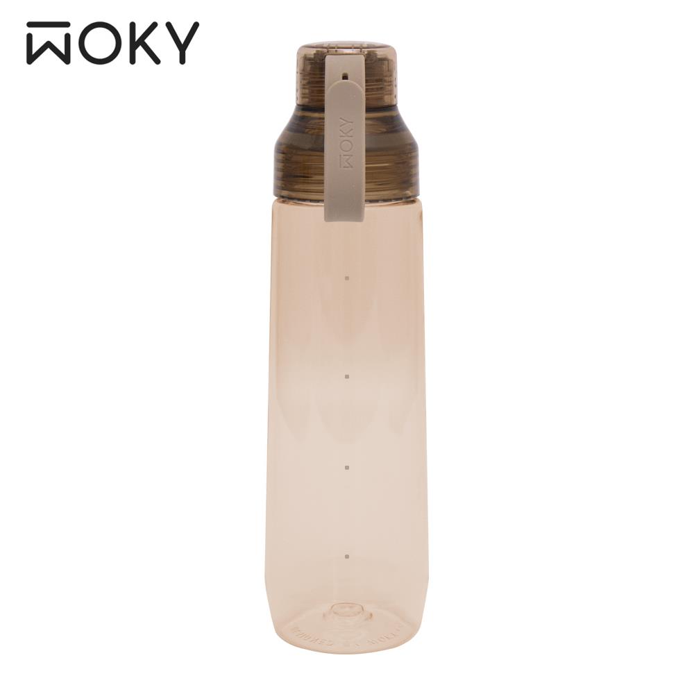 【WOKY沃廚】ECOZEN透明瓶-曦日橘(800ml附彈跳粗吸管)