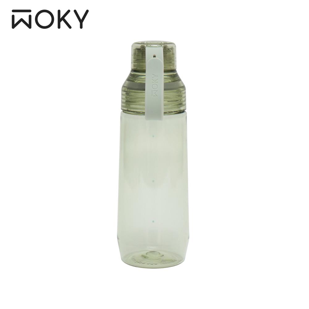 【WOKY沃廚】ECOZEN透明瓶-森山綠(600ml附彈跳粗吸管)