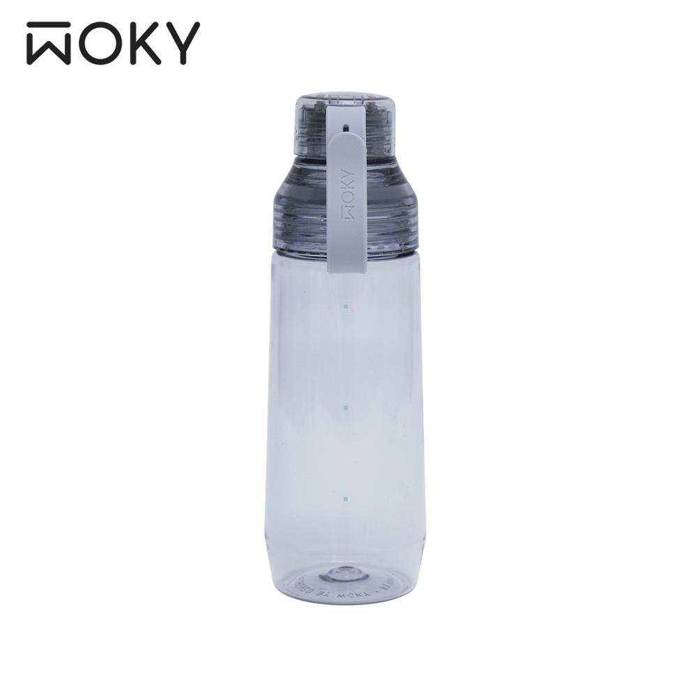【WOKY沃廚】ECOZEN透明瓶-潮海藍(600ml附彈跳粗吸管)