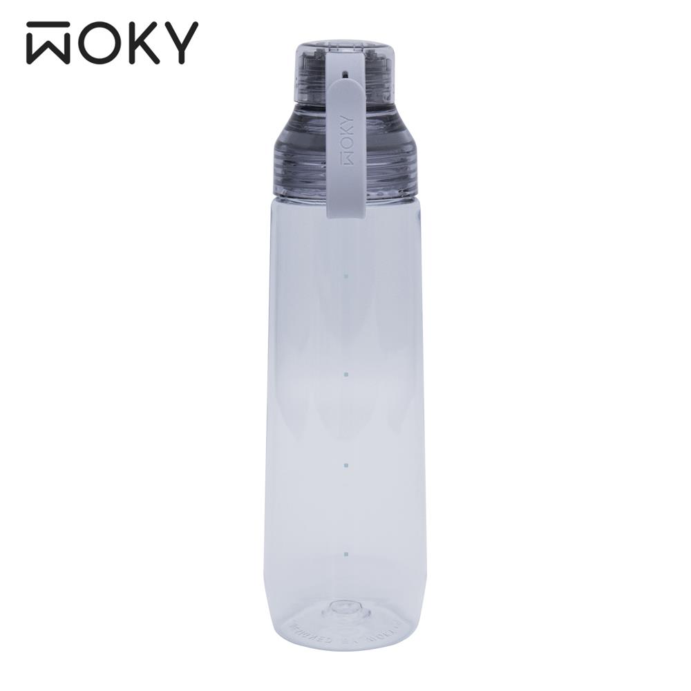 【WOKY沃廚】ECOZEN透明瓶-潮海藍(800ml附彈跳粗吸管)