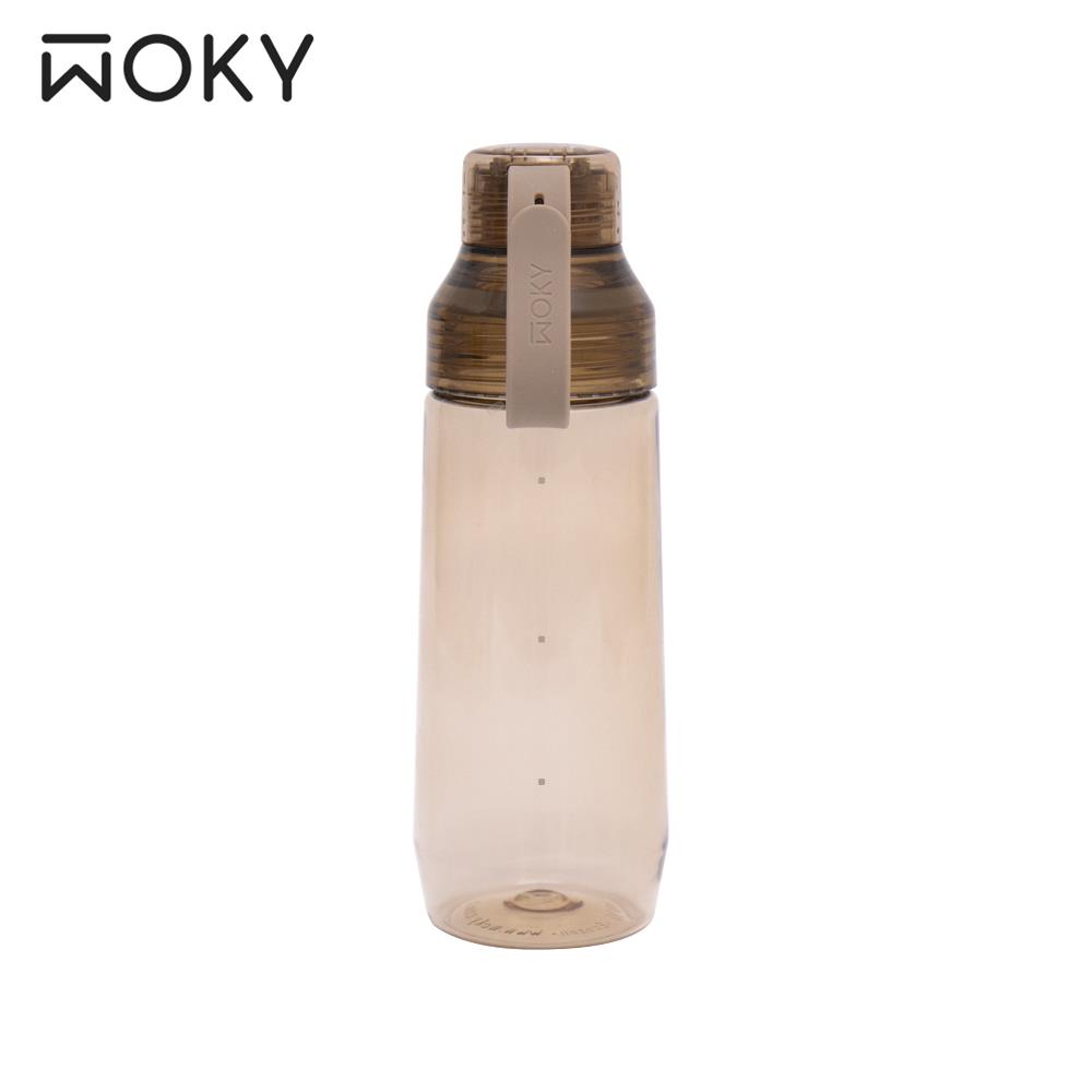 【WOKY沃廚】ECOZEN透明瓶-曦日橘(600ml附彈跳粗吸管)