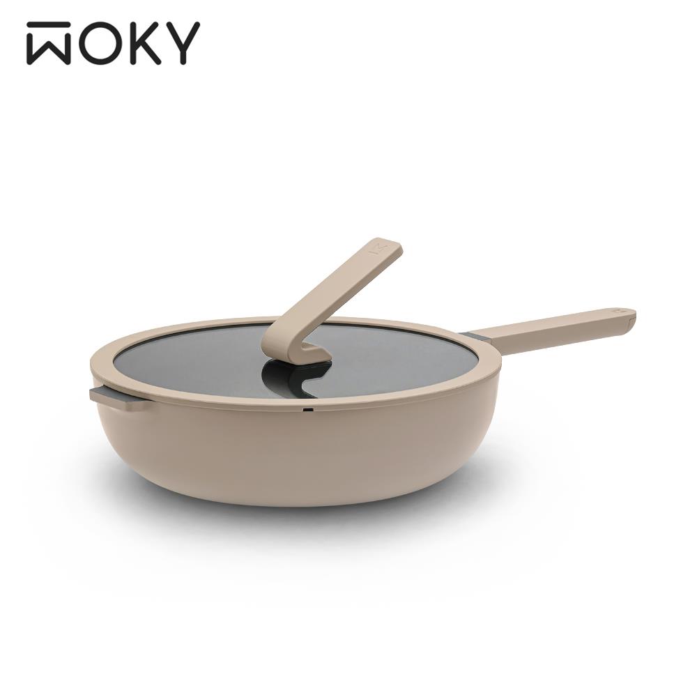 【WOKY沃廚】哈哈鍋28CM不沾鍋-奶茶色(1組)
