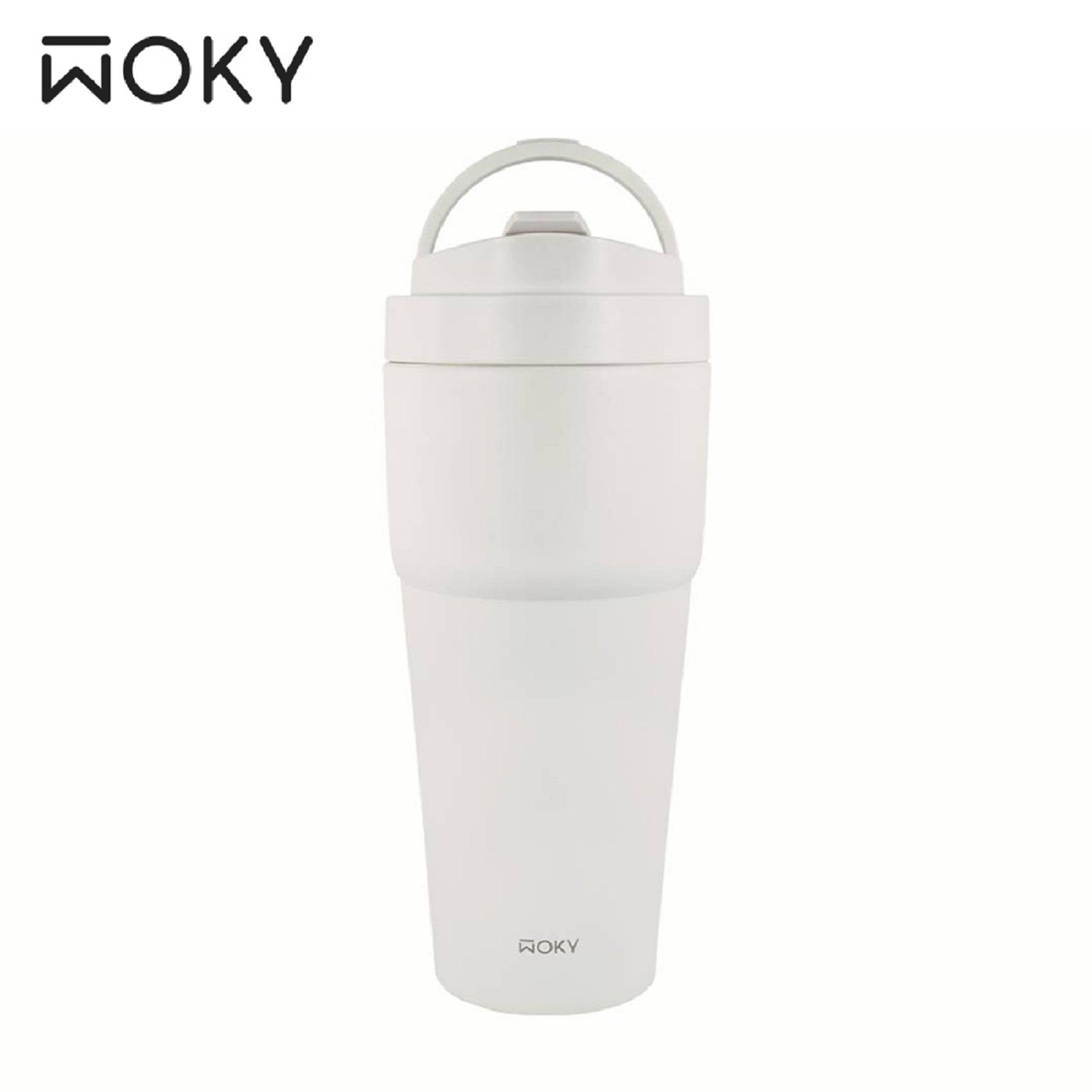 【WOKY沃廚】渾圓杯橡白-附彈跳＆矽膠粗吸管(770ml)