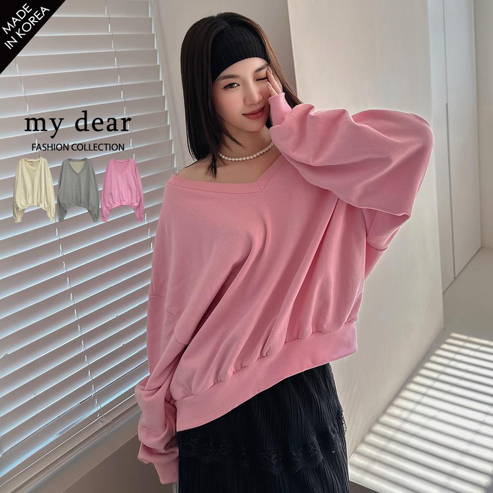MD韓製79折/現貨/鬆弛感大V領長袖上衣３色【A01250062】
