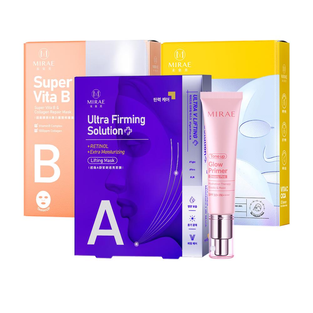 【未來美】Vita ABC面膜 + Ai發光霜SPF50+PA++++抗曬抗汗 (亮顏粉/煥顏紫) ★多規格