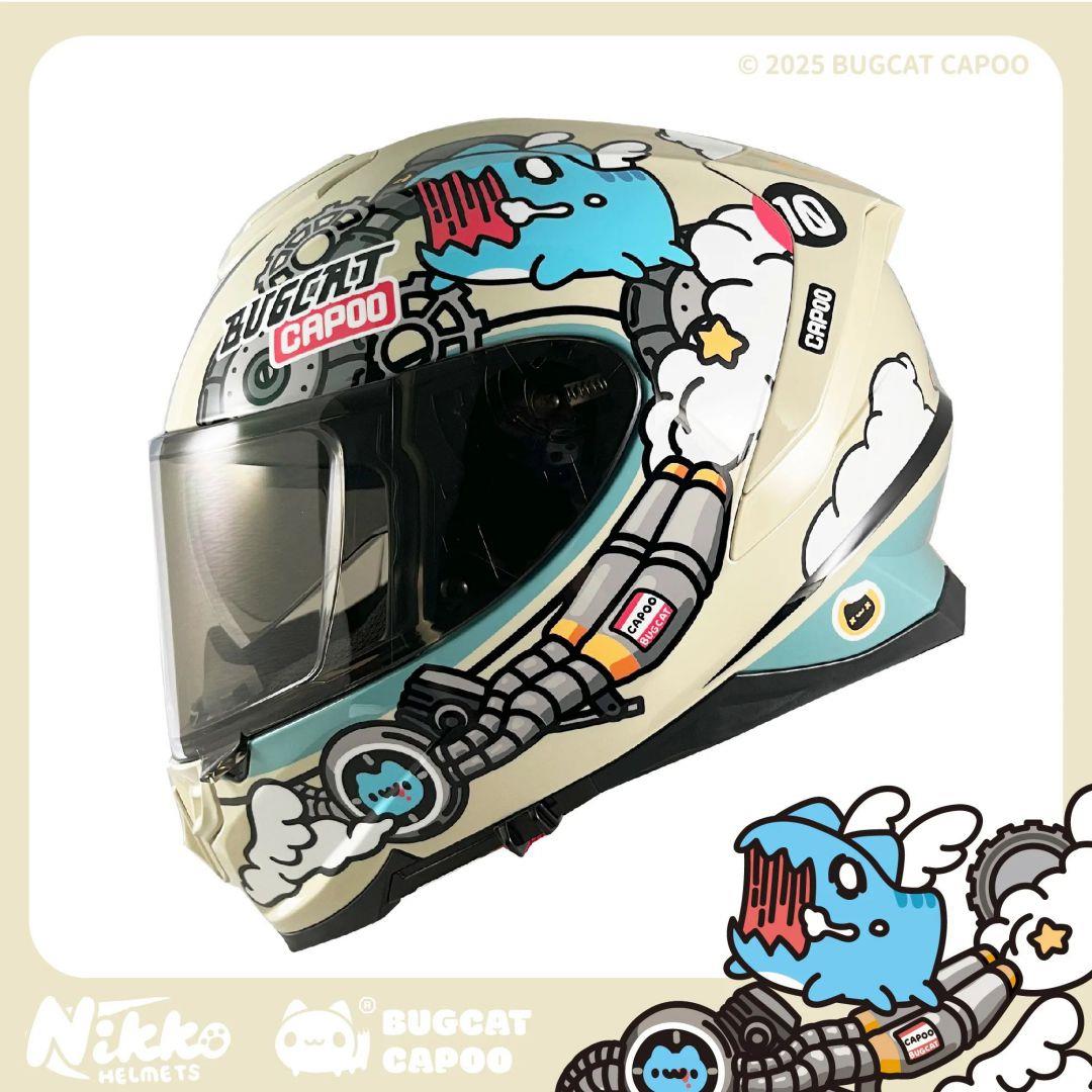 【送咖波一番賞刮刮卡】NIKKO N806 2025年咖波聯名款  急速咖波  奶油米黃 亮面 全罩式安全帽