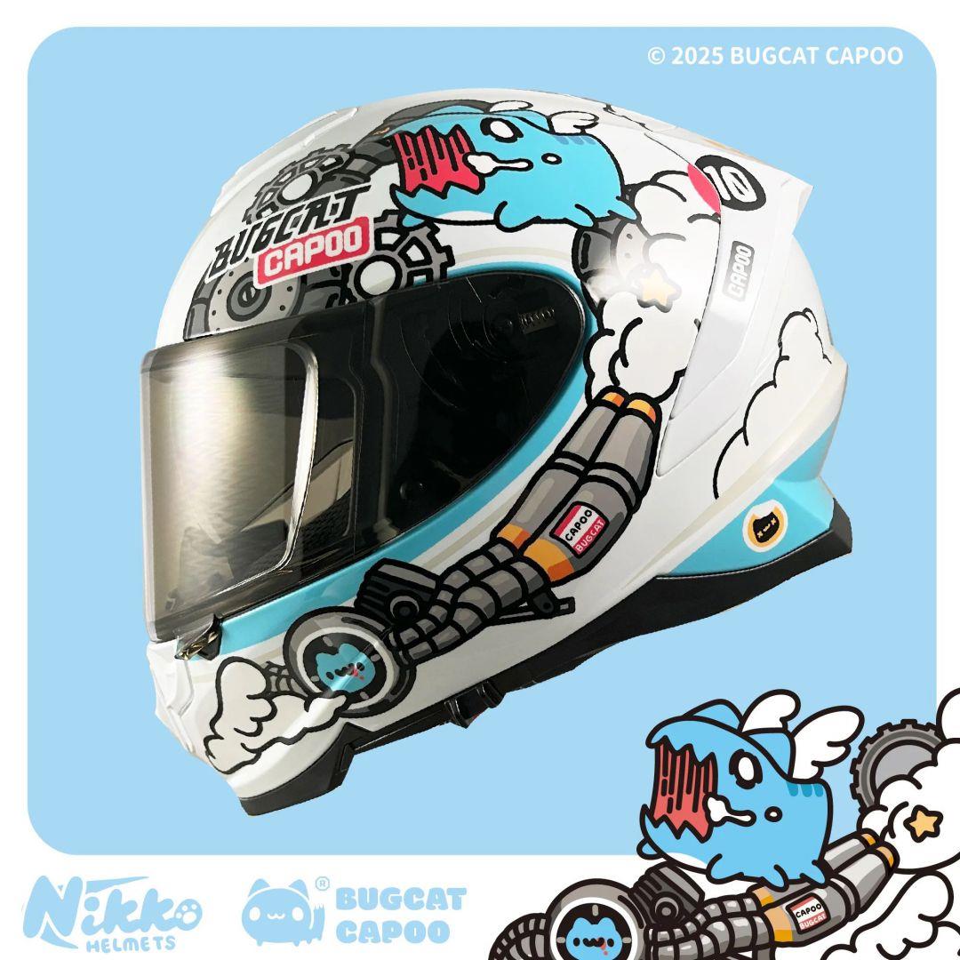 【送咖波一番賞刮刮卡】NIKKO N806 2025年咖波聯名款 急速咖波  奶泡貓白 亮面 全罩式安全帽
