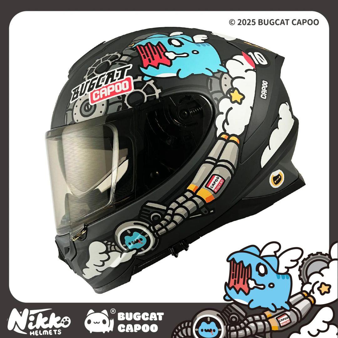 【送咖波一番賞刮刮卡】NIKKO N806 2025年咖波聯名款 急速咖波 黑毛蟲深灰 消光 全罩式安全帽