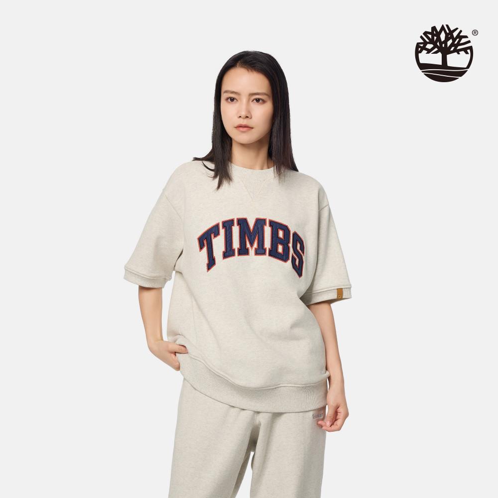 【限店販售】Timberland 東京設計系列灰白色五分袖上衣|A6J3Q052