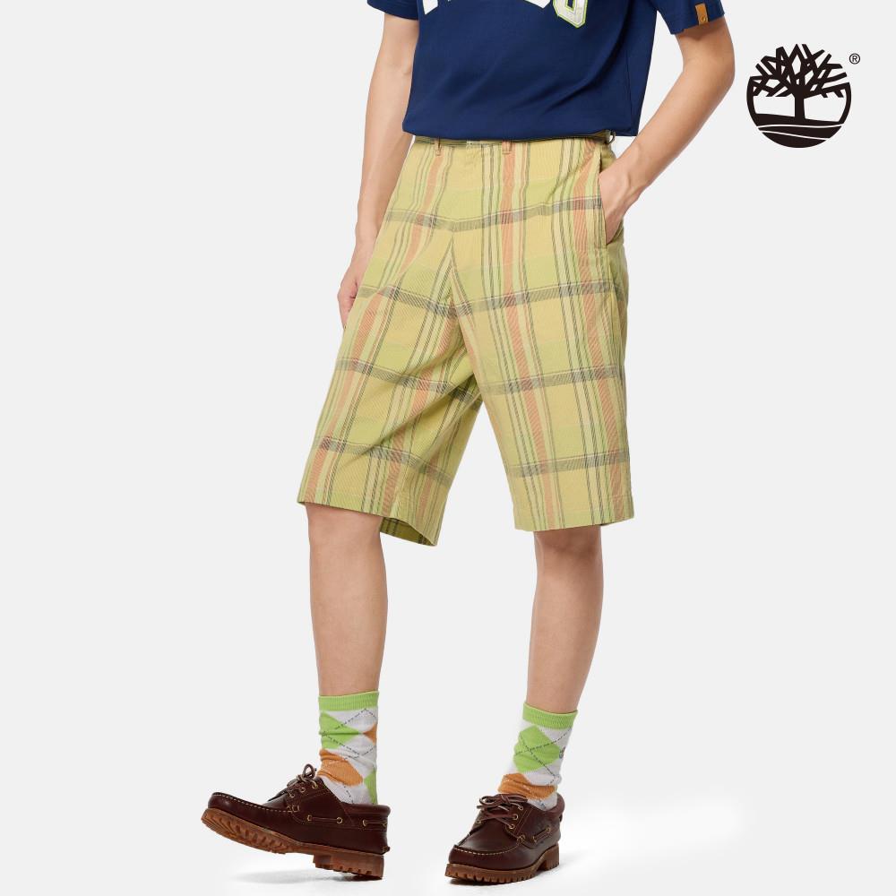 【限店販售】Timberland 東京設計系列黃綠色格紋短褲|A6J4YA2Q