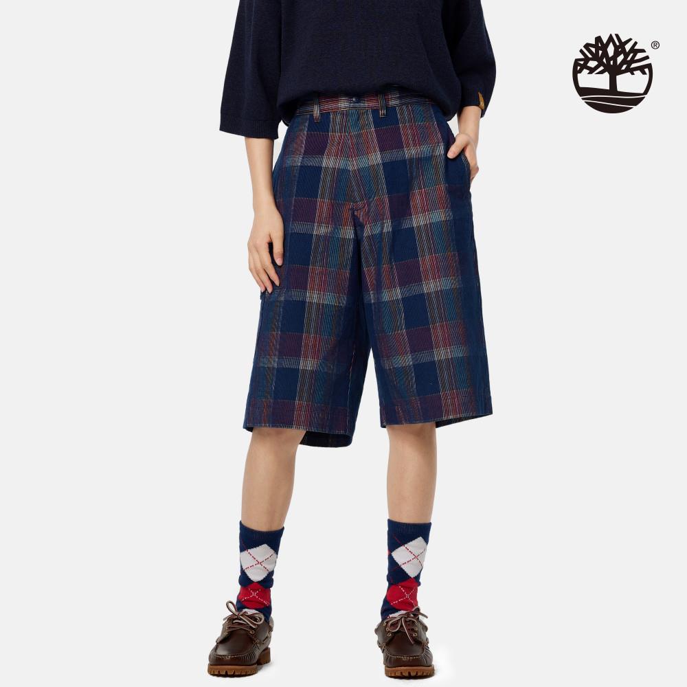 【限店販售】Timberland 東京設計系列深藍色格紋短褲|A6J4YE09